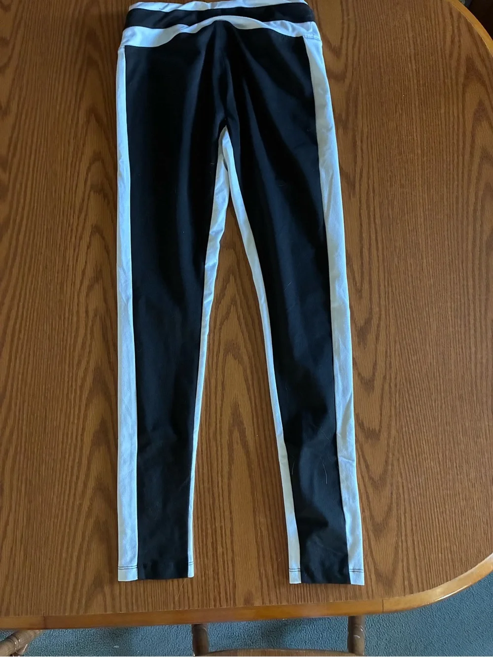 Justice Black and White Sport Leggings with Side Logo Tape